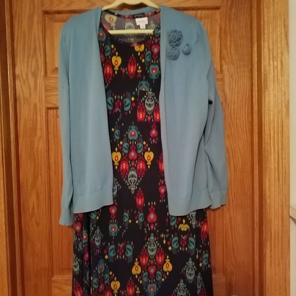 Lularoe Carly XL & matching Lands End 18 Cardigan